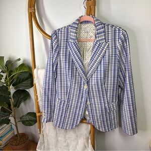Worth Blue and White Plaid Blazer sz 14